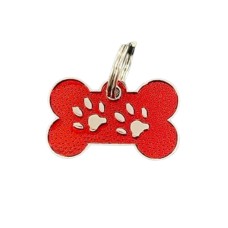 OBESKI ZA PSE Z IMENOM - ALU KOST DVE TAČKI MIX BARVE 31X19MM